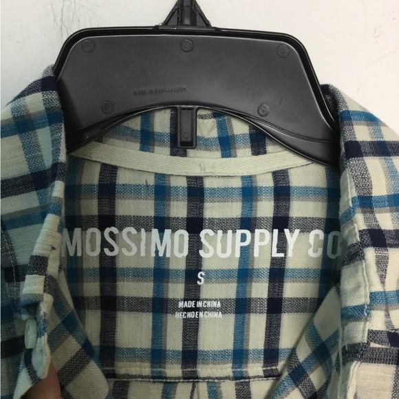 Men’s Mossimo S Small Button Front Flannel Shirt Plaid Checked Blue Pocket NWT - Picture 5 of 9
